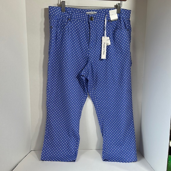 Purple & more lightweight blue white polka dot pants size medium spring - Picture 1 of 5